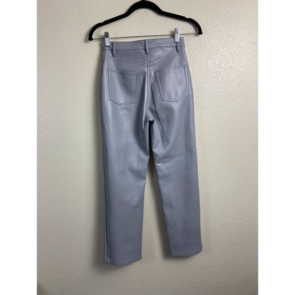 Aritzia Wilfred Gray Faux Leather Pants Women size 00 Straight Leg Moto Neutral - Picture 2 of 16